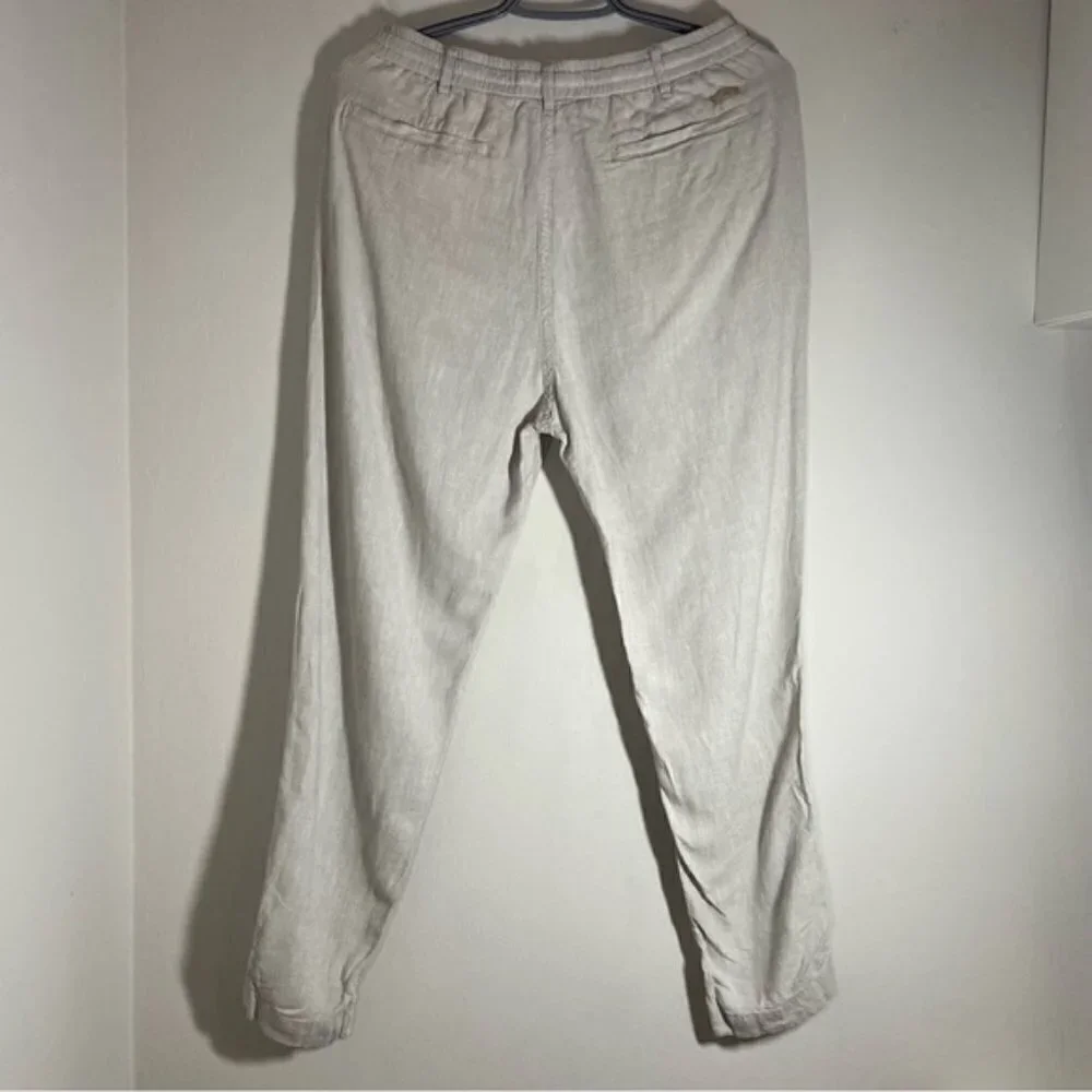 Zara Grey Linen High Rise Straight Leg Pants size S
